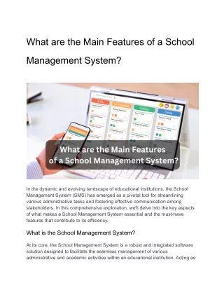 What are the main Features of a School Management System_
