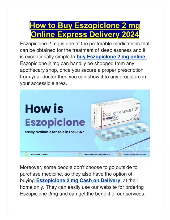 how to buy eszopiclone 2 mg online express