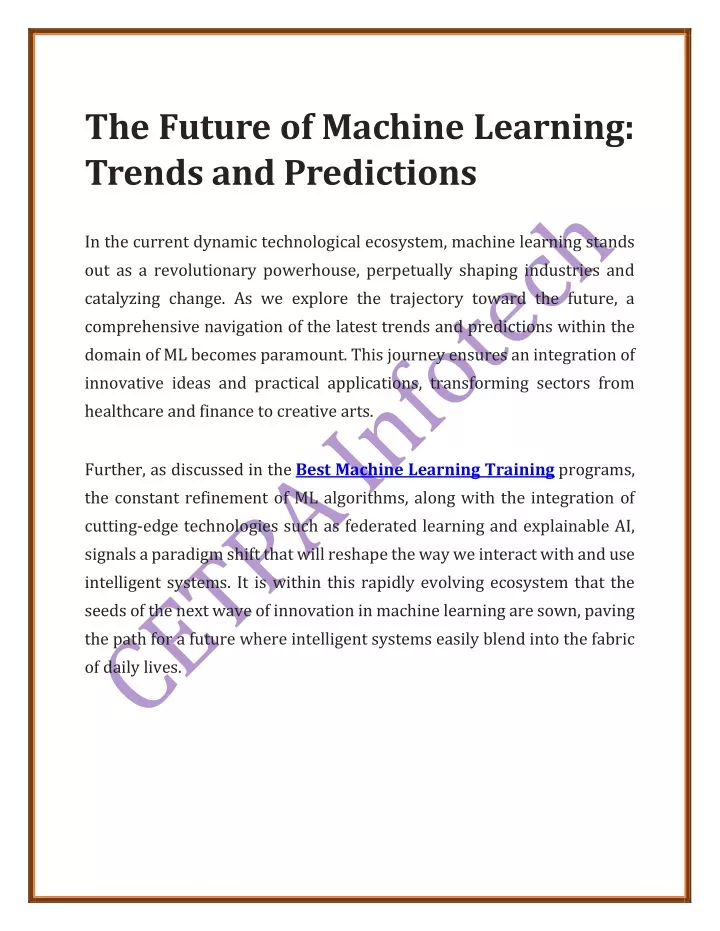 the future of machine learning trends