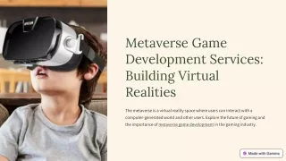 Metaverse Game Development Services: Building Virtual Realities