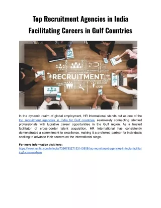 Top Recruitment Agencies in India Facilitating Careers in Gulf Countries