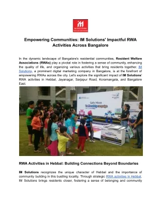 Empowering Communities_ IM Solutions' Impactful RWA Activities Across Bangalore