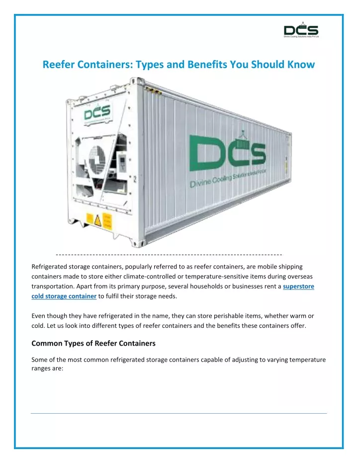 reefer containers types and benefits you should