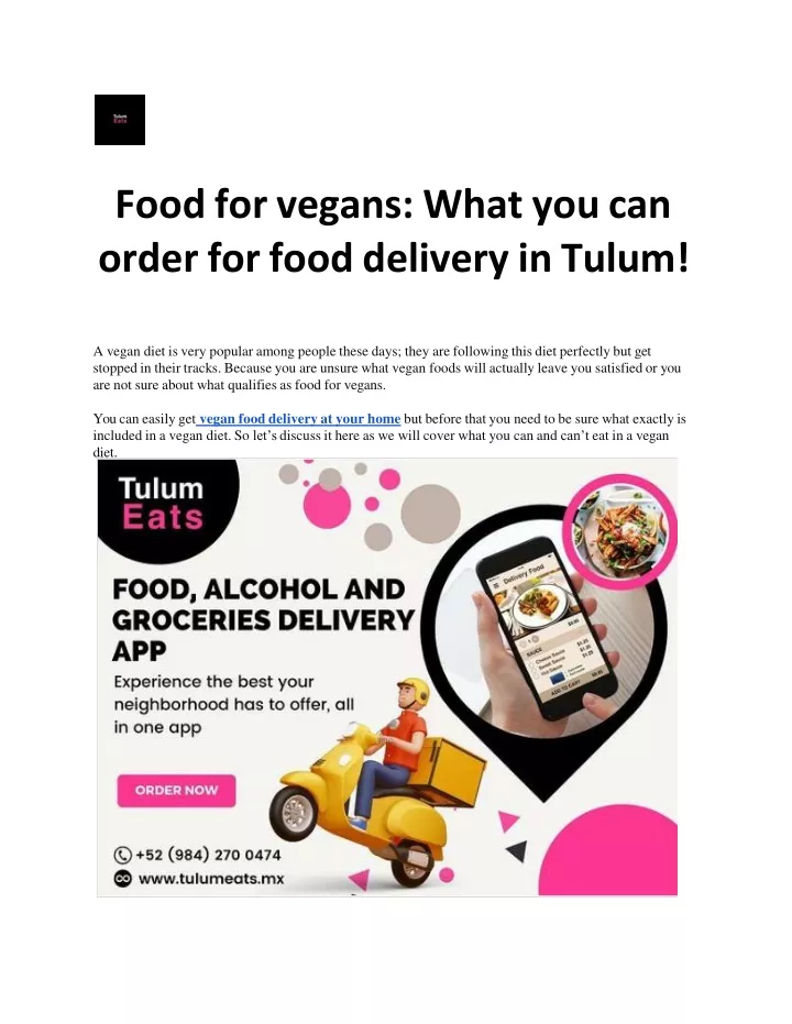 food for vegans what you can order for food delivery in tulum