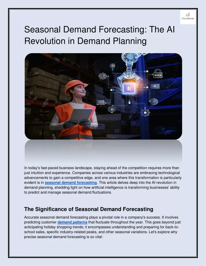 seasonal demand forecasting the ai revolution