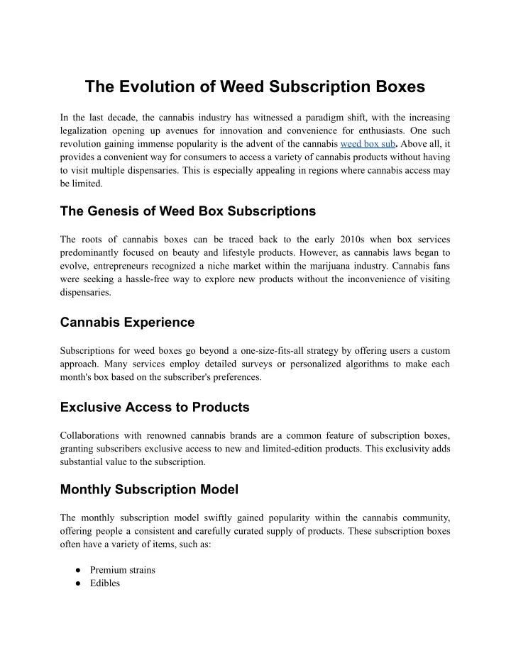 the evolution of weed subscription boxes