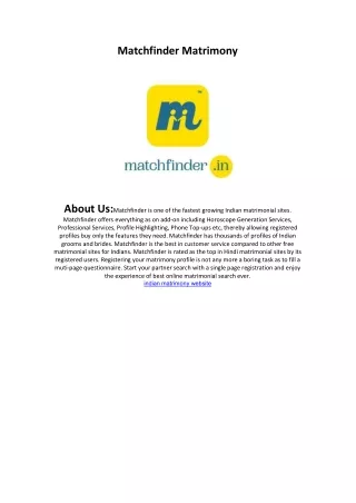 matchfinder matrimony