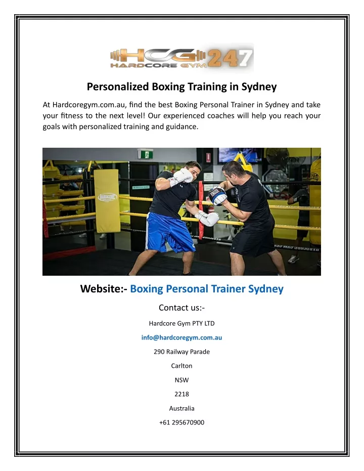 personalized boxing training in sydney