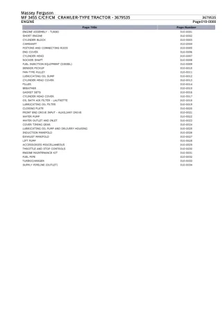 Massey Ferguson MF 3455 CM CRAWLER-TYPE TRACTOR Parts Catalogue Manual