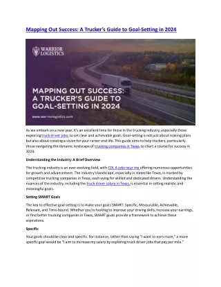 mapping out success a trucker s guide to goal