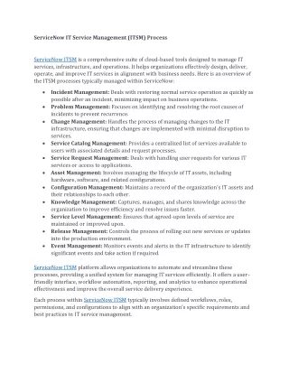 servicenow it service management itsm process