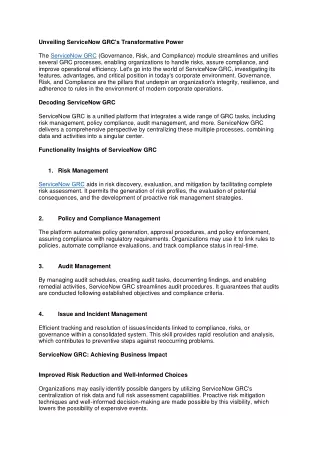 unveiling servicenow grc s transformative power