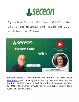 MSP and MSSP Sales Challenges in 2023 and Goals for 2024 with Jennifer Bleam