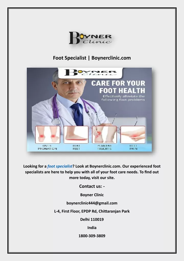 foot specialist boynerclinic com