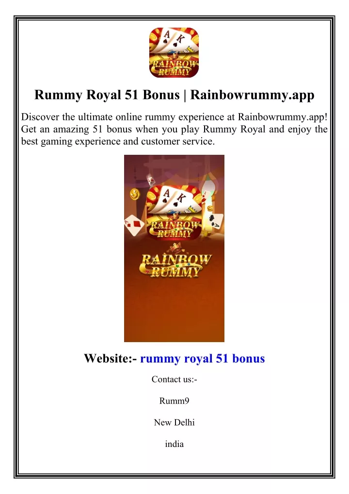 rummy royal 51 bonus rainbowrummy app