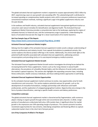 the global activated charcoal supplement market