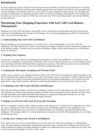 Maximizing Your Purchasing Experience with Activ Present Card Equilibrium Admini