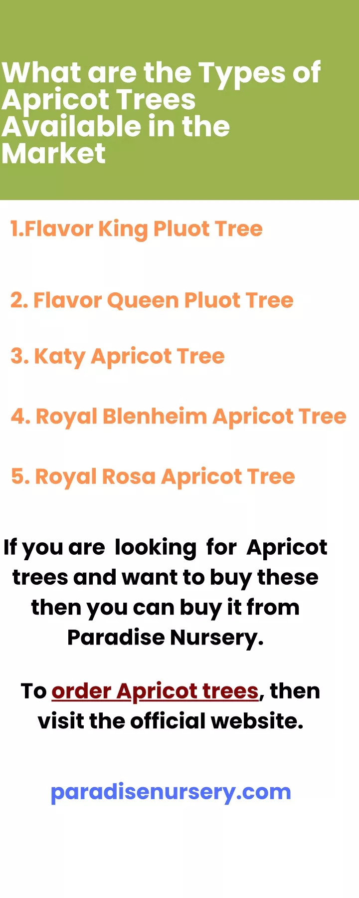 what are the types of apricot trees available