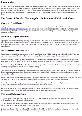 The Power of Benefit: Checking Out the Features of MyPrepaidCenter