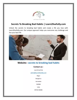 Secrets To Breaking Bad Habits  Learn2livefully