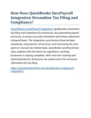 how does quickbooks surepayroll integration