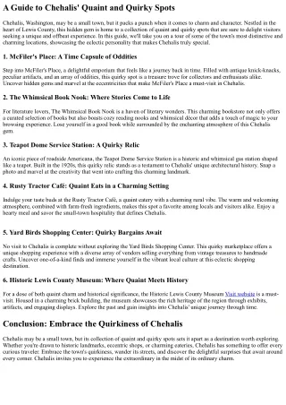 a guide to chehalis quaint and quirky spots