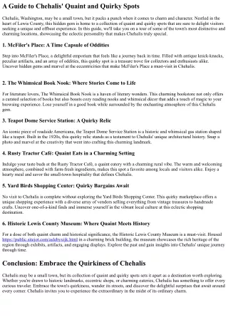 a guide to chehalis quaint and quirky spots