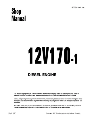 Komatsu 12V170-1 Diesel Engine Service Repair Manual