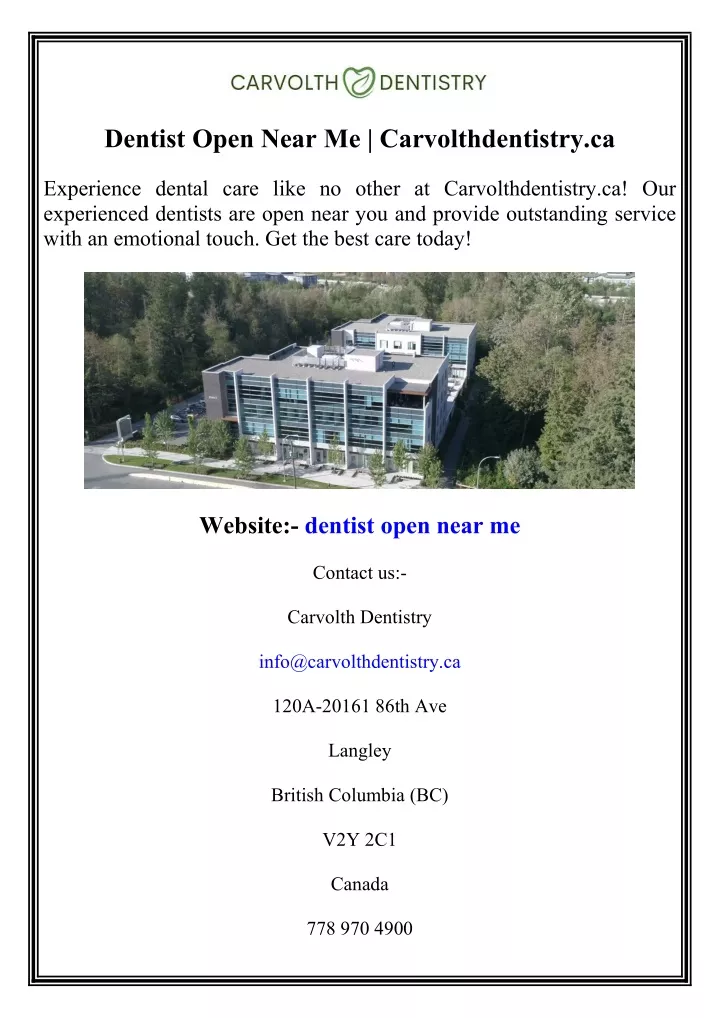 dentist open near me carvolthdentistry ca