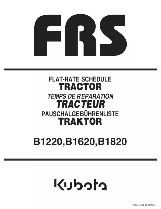 Kubota B1220 Tractor Parts Catalogue Manual