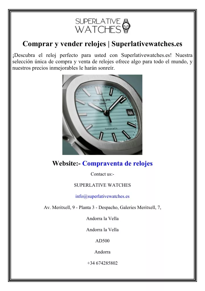 comprar y vender relojes superlativewatches es