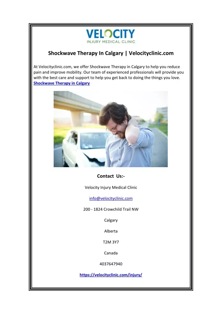 shockwave therapy in calgary velocityclinic com