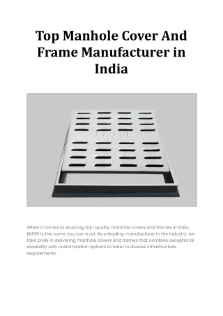 Top Manhole Cover And Frame Manufacturer in India