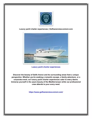 Luxury yacht charter experiences | Golfoaranciescursioni.com