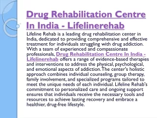 Drug Rehabilitation Centre In India - Lifelinerehab