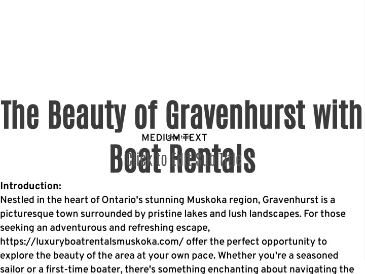 the beauty of gravenhurst with boat rentals