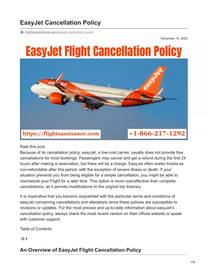 easyjet cancellation policy