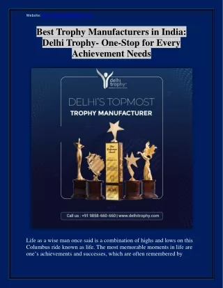 Best Trophy Manufacturers in India: Delhi Trophy- One-Stop for Every Achievement