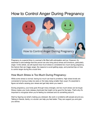 How to Control Anger During Pregnancy
