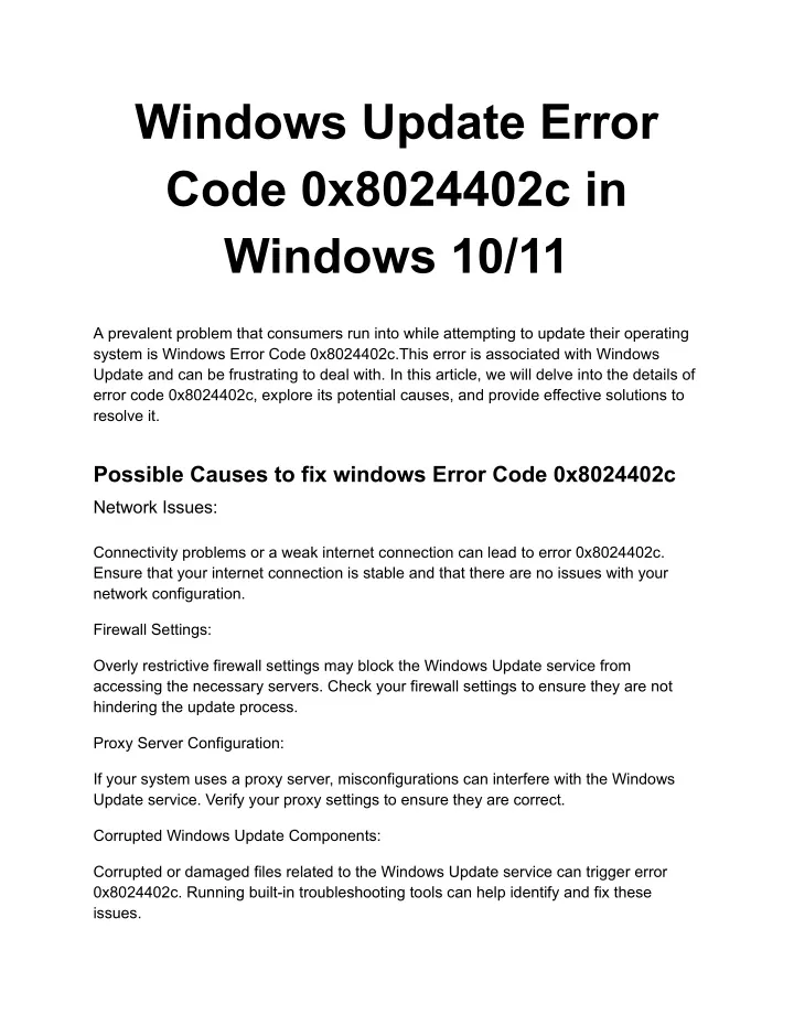 windows update error code 0x8024402c in windows