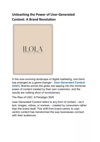 unleashing the power of user generated content