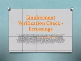 Employment Verification Check - Ecrossings