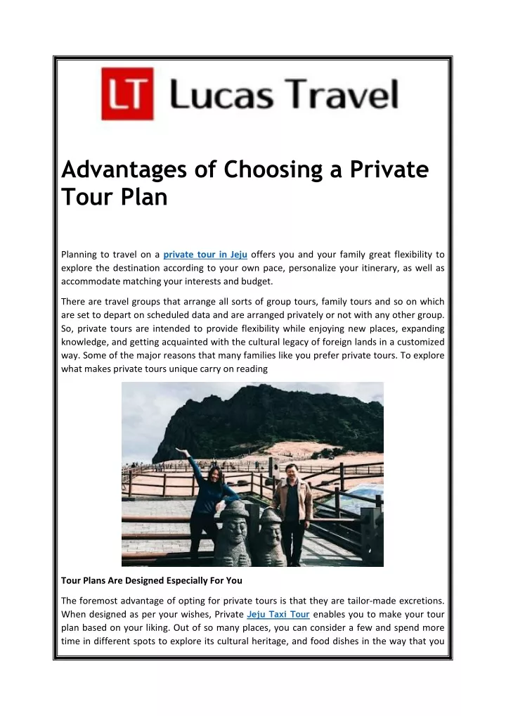 advantages of choosing a private tour plan