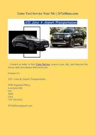 Limo Taxi Service Near Me