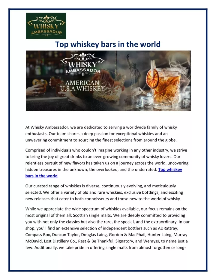 top whiskey bars in the world