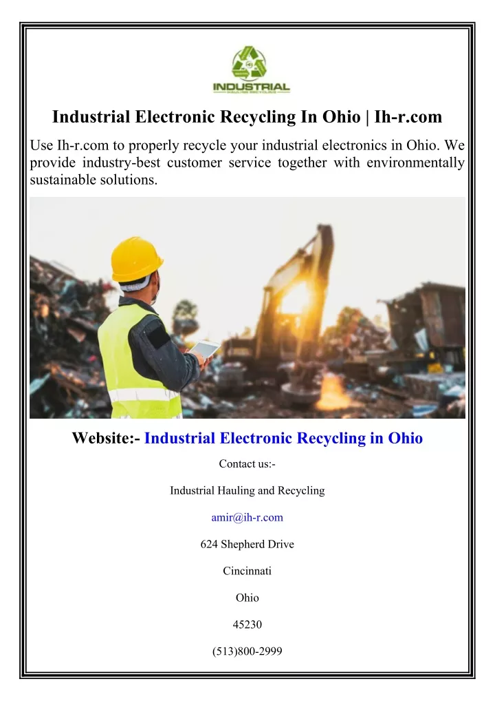 industrial electronic recycling in ohio ih r com
