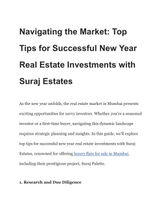 Navigating the Market_ Top Tips for Successful New Year Real Estate Investments with Suraj Estates