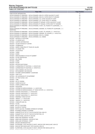 Massey Ferguson 9795 MOISSONNEUSE-BATTEUSE Parts Catalogue Manual