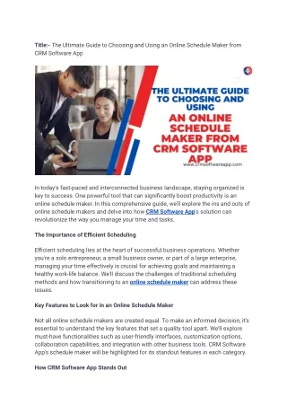 The Ultimate Guide to Choosing and Using an Online Schedule Maker from CRM Software App