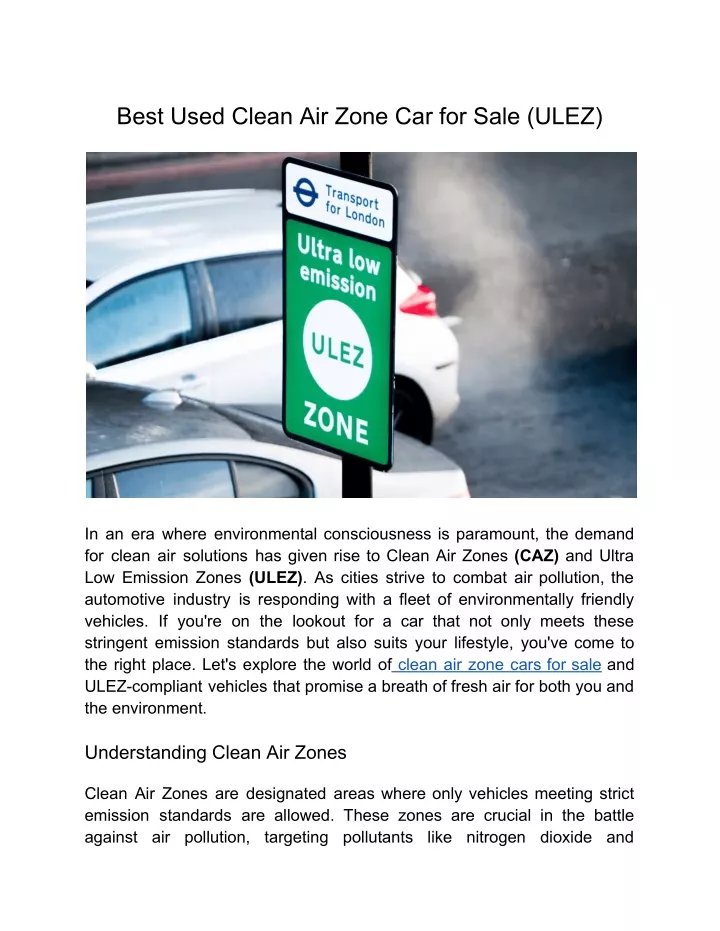 best used clean air zone car for sale ulez